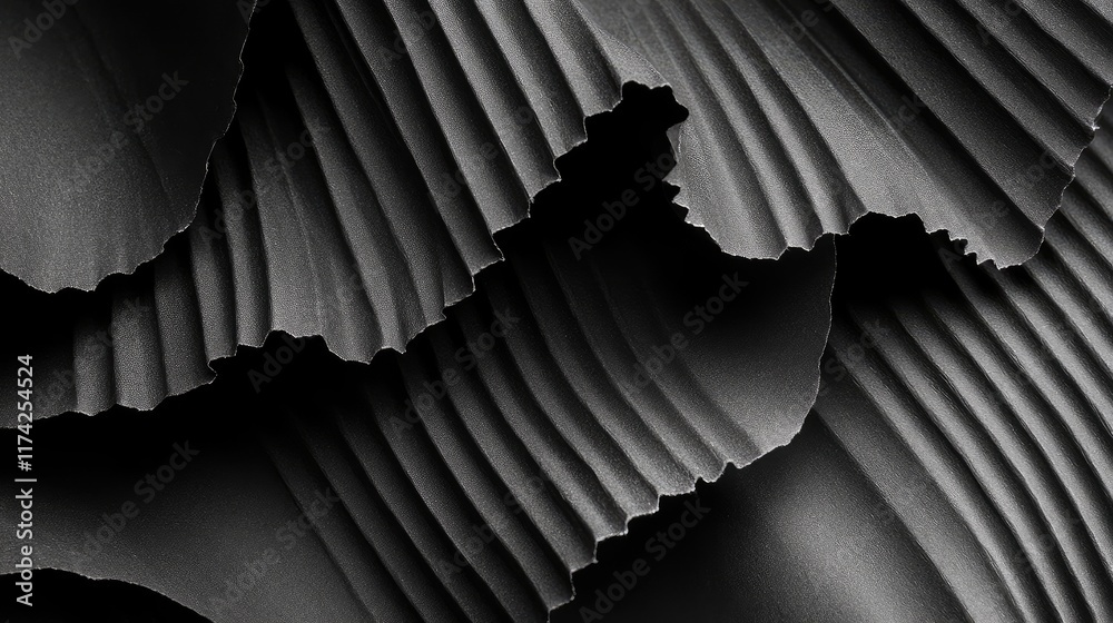 Poster textured black corrugated paper background for design projects with empty space for copy and creativ