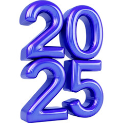 2025 Bold Blue Numerals Stacked