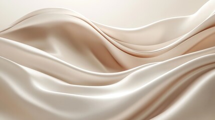 Obraz premium Minimalist 3D abstract smooth backdrop with flowing waves for sleek product presentation showcasing an elegant neutral interior design.