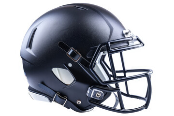 Fototapeta premium A black football helmet showcasing protective gear for athletes in contact sports. isolated on white background