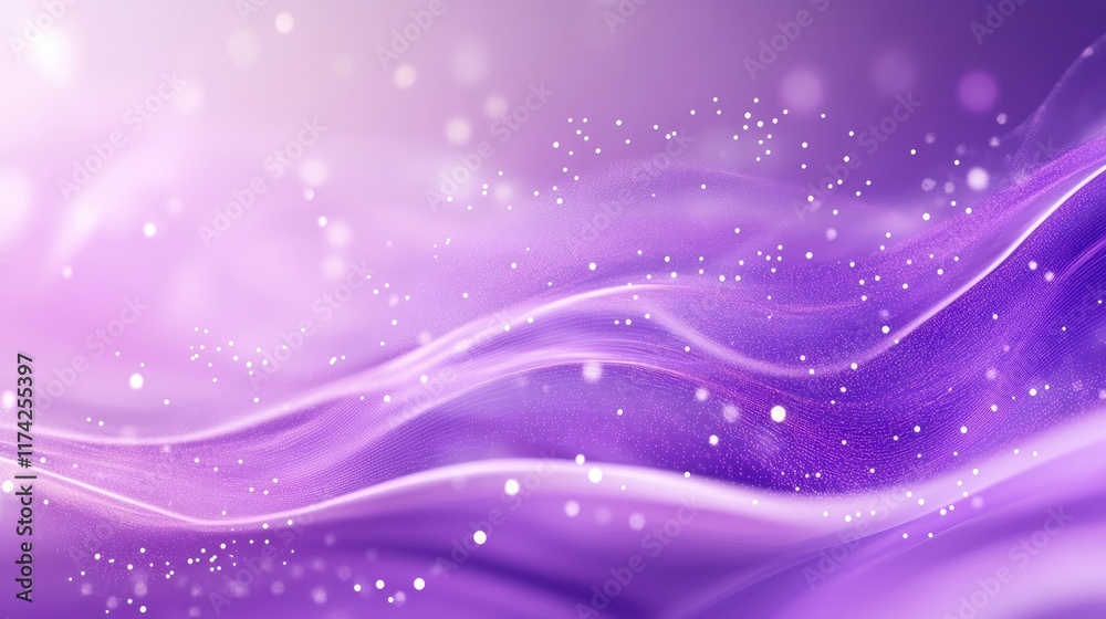 Poster abstract purple wave background with dynamic dots creating a sense of movement and depth in a serene