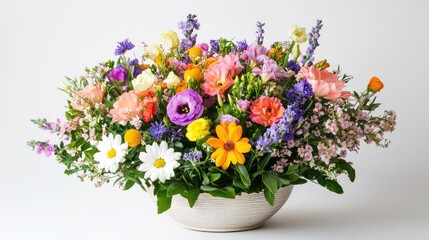 Vibrant floral arrangement showcasing a stunning mix of seasonal blooms ideal for celebrations and elegant home decor