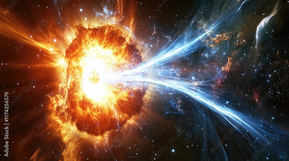 Aufkleber vivid cosmic explosion with nebula and starry background in space illustration