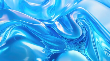 3D abstract blue aqua liquid wave texture with crystal clear particles for refreshing and vibrant backgrounds or designs.