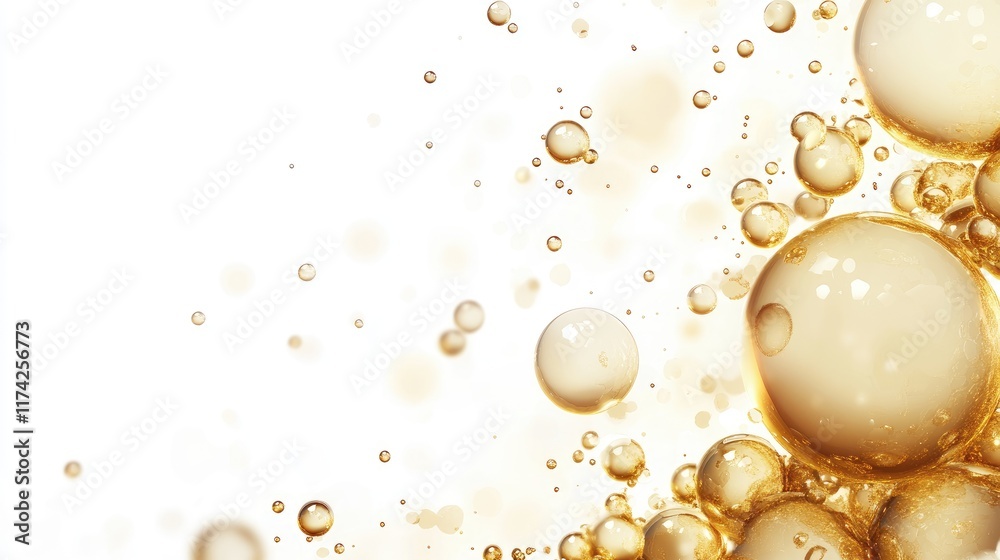 Aufkleber golden abstract bubbles creating a dynamic background with ample text space for creative designs or 