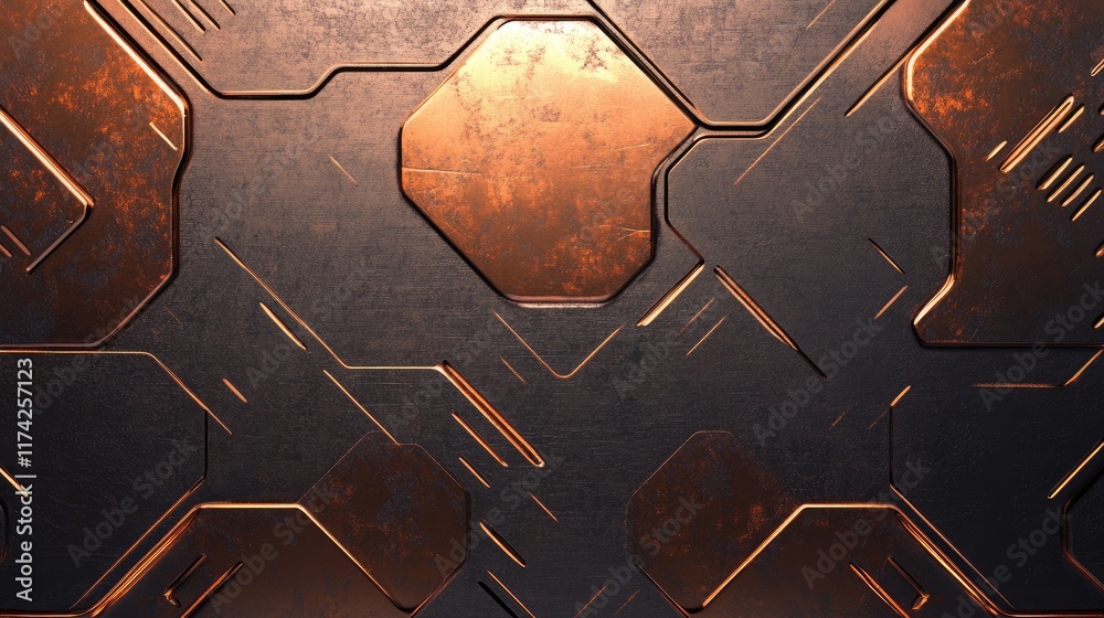 Poster Modern Copper Geometric Pattern Sleek Metallic Surface for Technology and Design Background Usage