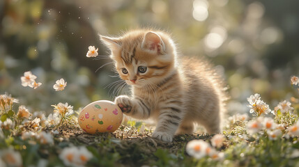 Cats playing on Easter day