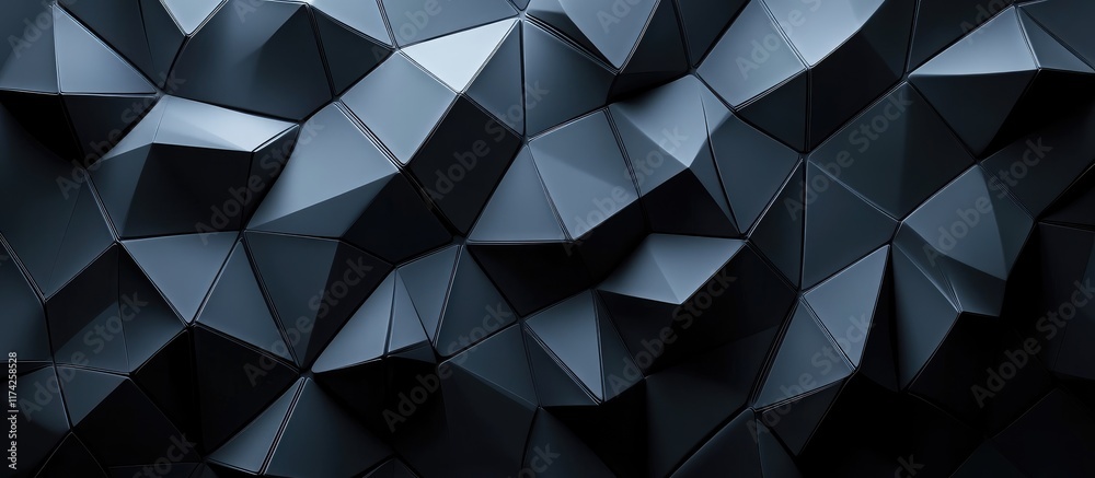 Poster textured 3d geometric background with dark tones and empty space for customizable text display