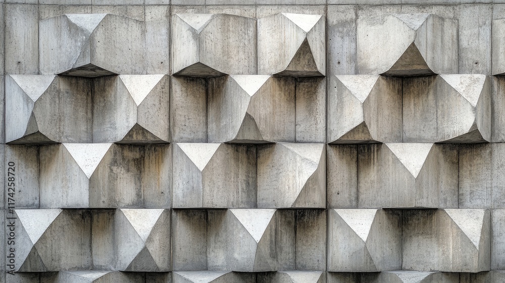 Aufkleber geometric texture of dimensional concrete wall design for modern architectural background