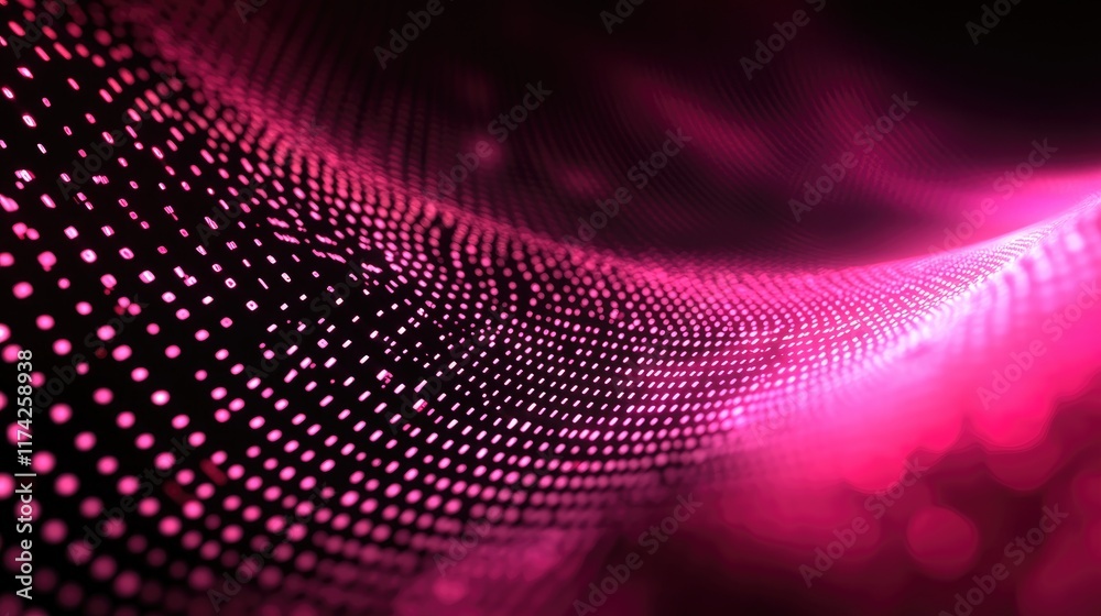 Poster Abstract 3D wave of binary code with dynamic light effects and vibrant colors suitable for technology and digital backgrounds