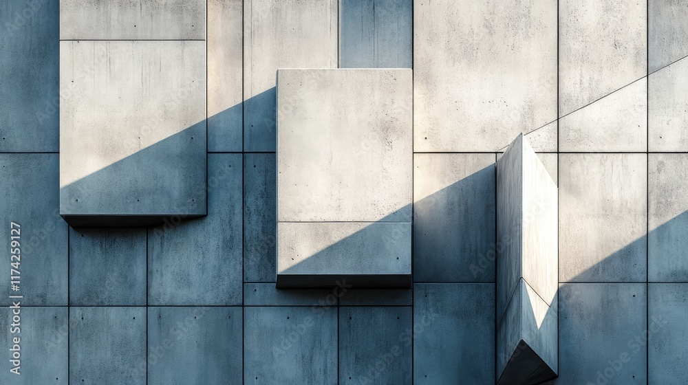 Poster minimalist concrete wall design with geometric elements and soft shadows
