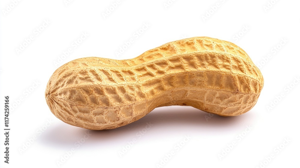 Poster Ripe peanut with textured shell isolated against a clean white background ideal for food or ingredient related compositions