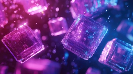 Futuristic 3D Cubes in Vibrant Colors Representing Data Transfer and Technology Concepts