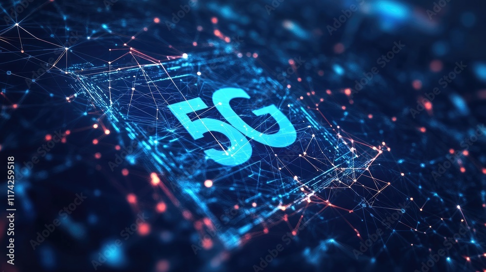 Poster 3d abstract background illustrating digital transformation with 5g technology and cloud computing co