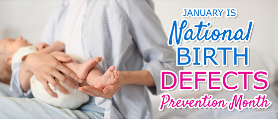 Mother with her little baby sitting in bedroom, closeup