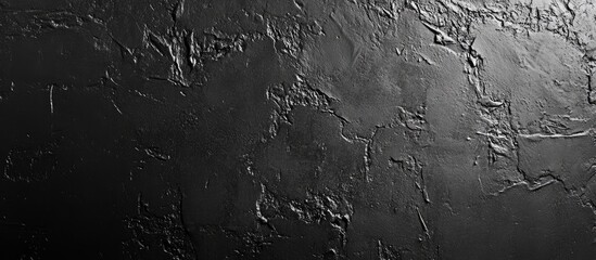 Fototapeta premium Dimly Lit Black Concrete Texture Background with Natural Window Light and Copyspace for Text in Black and White Studio Environment