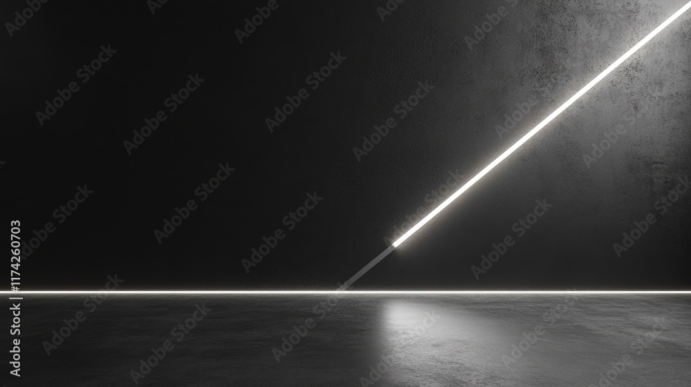 Poster modern minimalist empty room with textured wall and illuminated led line creating a stylish backdrop