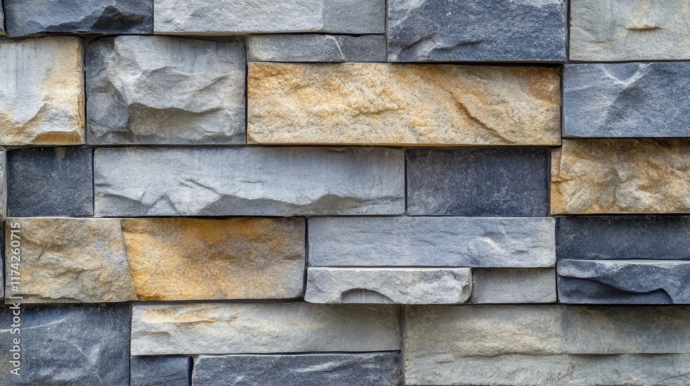 Poster textured stone wall with varying shades of gray and beige showcasing abstract architectural design e