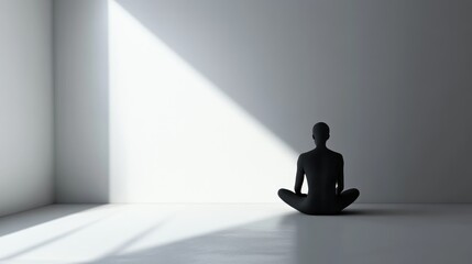 Obraz premium Isolated Figure in a Minimalist Space Illustrating the Concept of Solitude and Reflection in Contemporary Art
