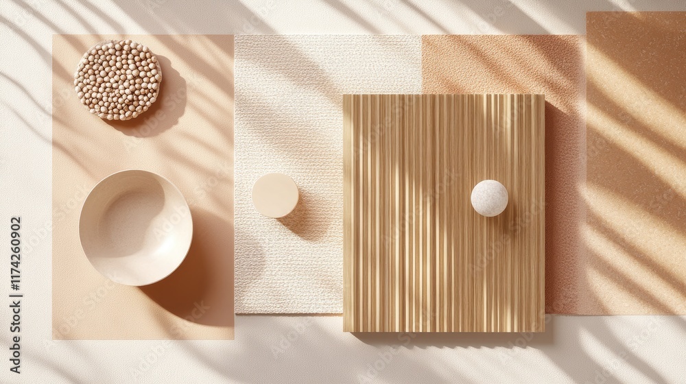 Poster Minimalist Abstract Craft Mockup with Textured Elements and Soft Shadow Play