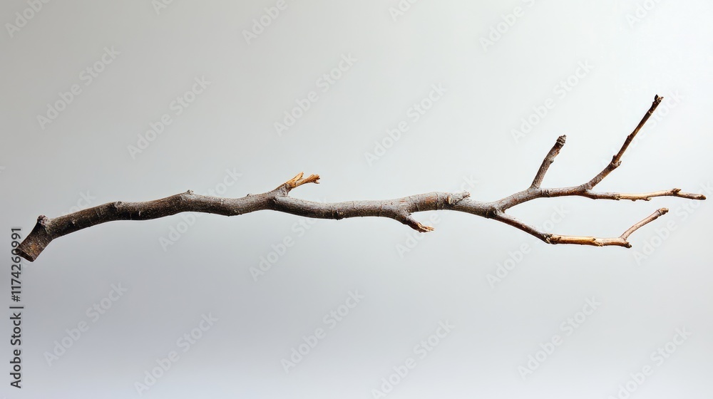 Fototapete Natural rustic branch isolated on soft gradient background showcasing organic textures perfect for nature-themed design projects