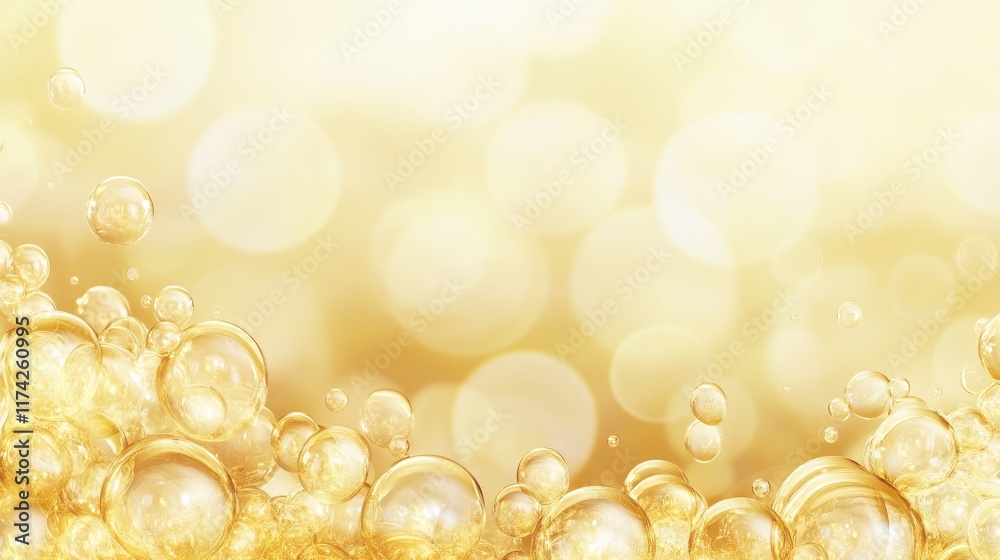 Poster golden abstract bubble background with soft bokeh effect and blank space for text suitable for festi