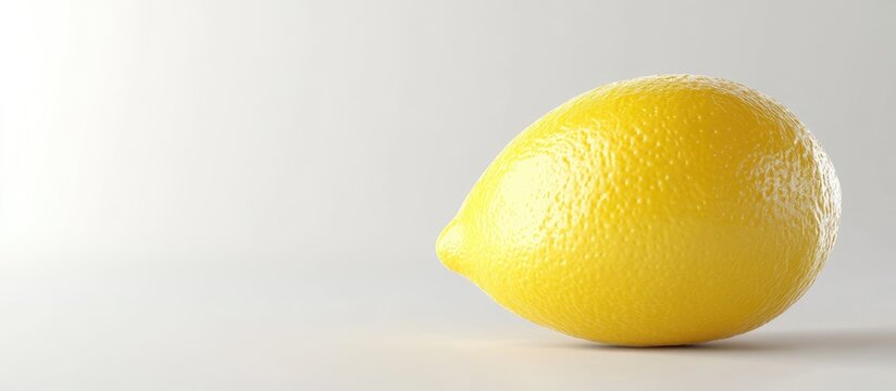 3D glossy yellow lemon isolated on white background with ample copyspace for creative text or product placement - Powered by Adobe