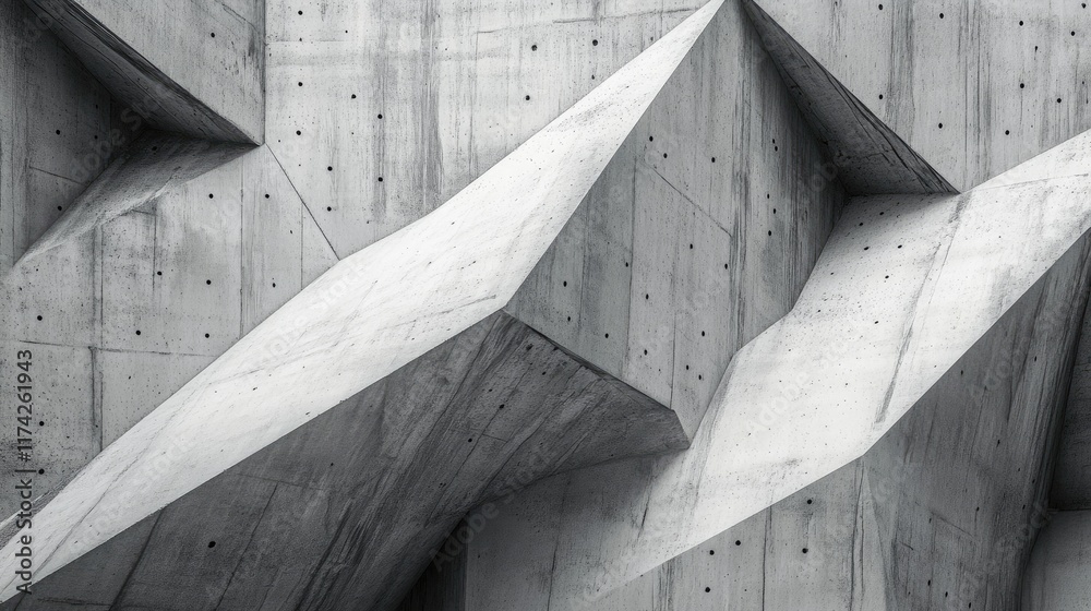 Poster Geometric Modern Concrete Wall Texture with Sharp Angles and Shadows for Architectural and Design Backgrounds