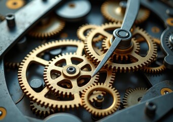 Intricate details of clockwork gears showcasing craftsmanship and precision mechanics