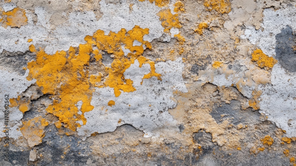 Aufkleber textured concrete wall with peeling paint in shades of gray and yellow ideal for background or desig