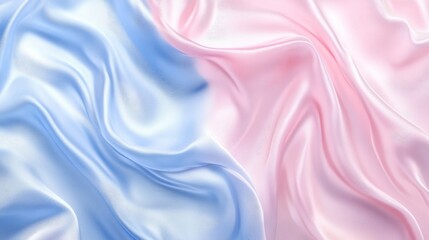 Obraz premium 3D abstract silk fabric texture in blue and pink tones for elegant digital design backgrounds and artistic compositions