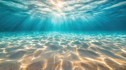 Obraz premium Underwater Serenity: Sunbeams Dancing on Ocean Floor