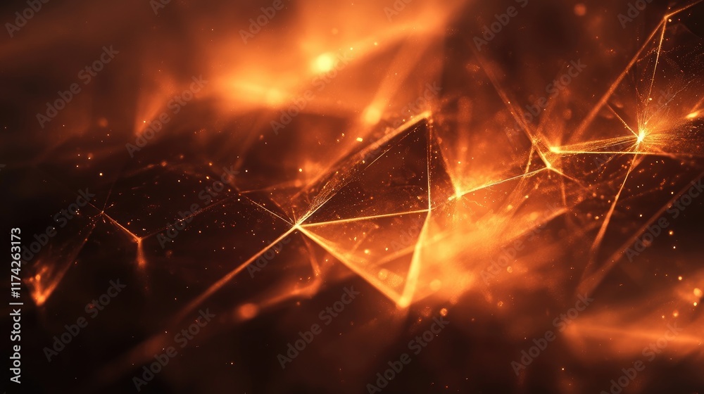Aufkleber Fiery Abstract Fractal Background with Dynamic Lines and Light Particles in Warm Tones for Modern Digital Art and Wallpaper Use