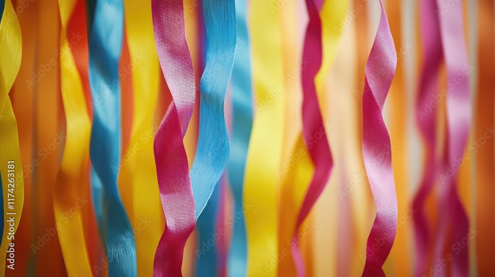 Aufkleber colorful streamers in a studio setting creating a vibrant festive background ideal for celebrations 