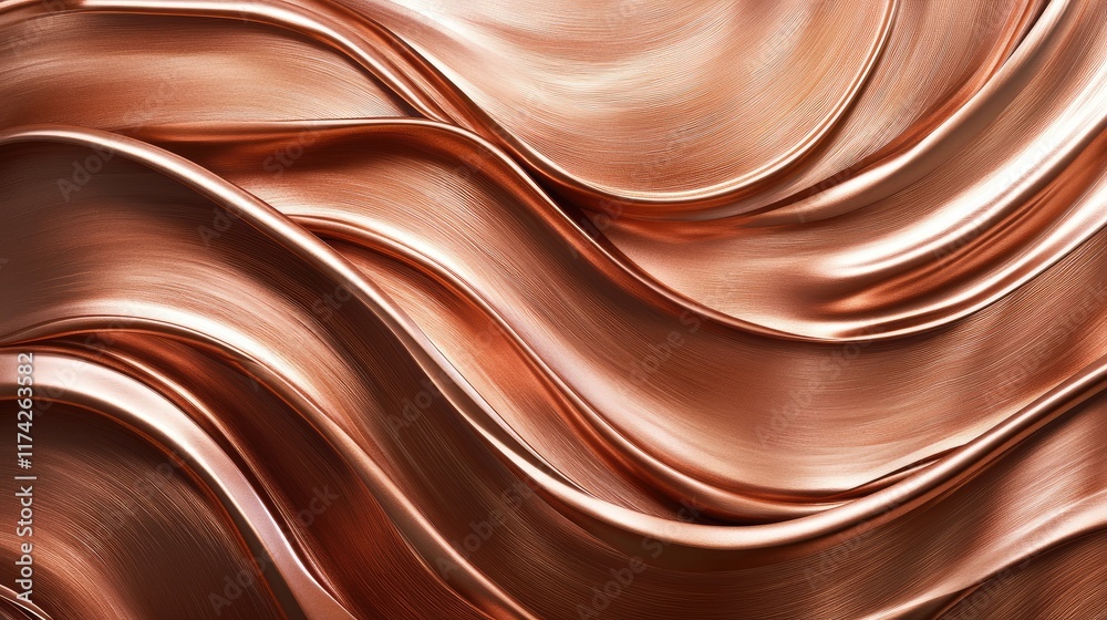 Poster elegant abstract copper texture with smooth waves and polished finish for modern design applications