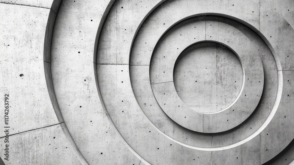Poster Abstract concrete background featuring circular textured elements for industrial design showcasing walls and floors with facade details