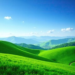 Obraz premium Emerald green hills stretch out to meet the sky on a tranquil mountain landscape, landscape, nature