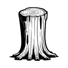 tree trunk cut line style illustration design