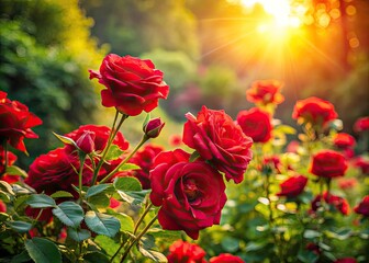 Naklejka premium 4K high-resolution images capture stunning red roses blooming in nature's embrace.