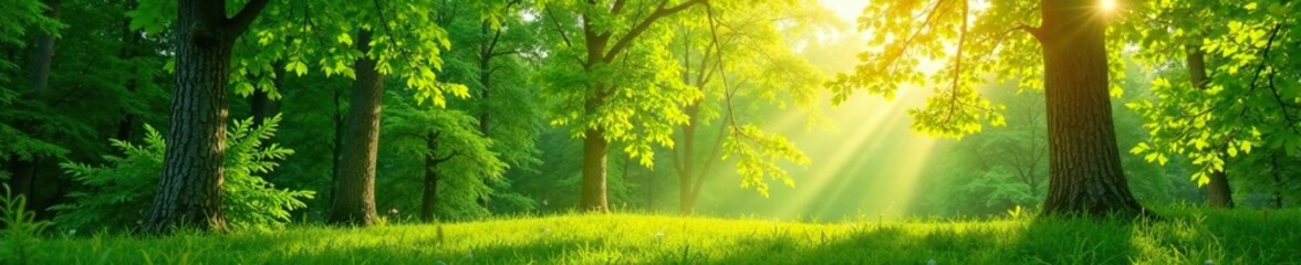 Obraz premium Nature's canvas painted with hues of green and gold, natural, trees