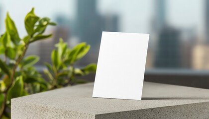 Horizontal blank business card and concrete block