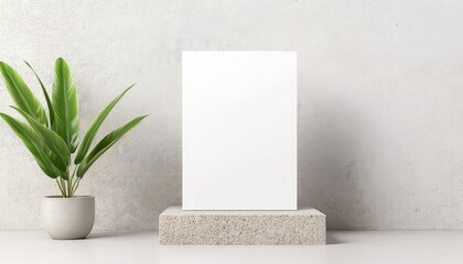 Horizontal blank business card and concrete block