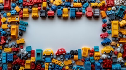 Colorful Toy Cars and Blocks Frame