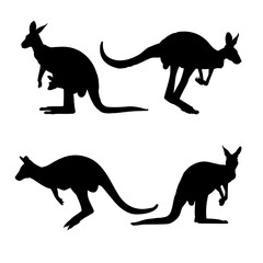 Kangaroo silhouette vector illustration. Suitable for Australia wild animal graphic element. Jumping kangaroo vector image.