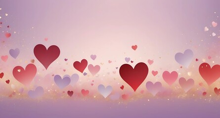 Hearts background with particle confetti decorations for anniversary and valentine