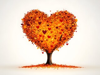 Heartwarming Autumn Tree with Leaf Shaped Heart in Magazine Style
