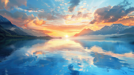 Fototapeta premium sunrise over the lake