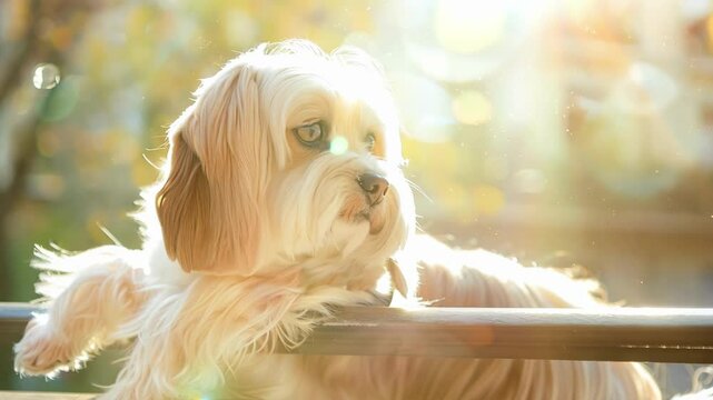Charming havanese dog relaxing outdoors on a sunny day AI