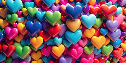 Celebrate Valentine's Day with this colorful hearts wallpaper.  A romantic background of heart-shaped designs.