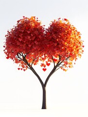 Heart Shaped Autumn Tree with Sweet Vibrant Leaves for Valentine s Day
